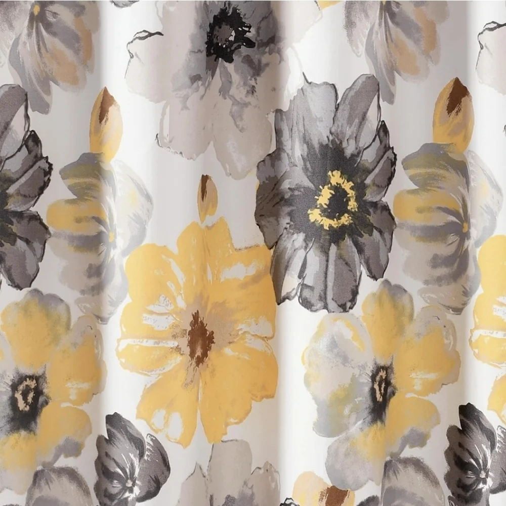 Floral Yellow & Gray Shower Curtain
